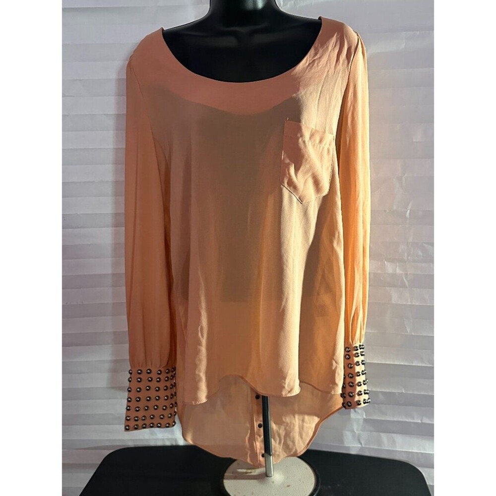 Double Zero Women's Orange Casual Blouse Rear Snap Size M